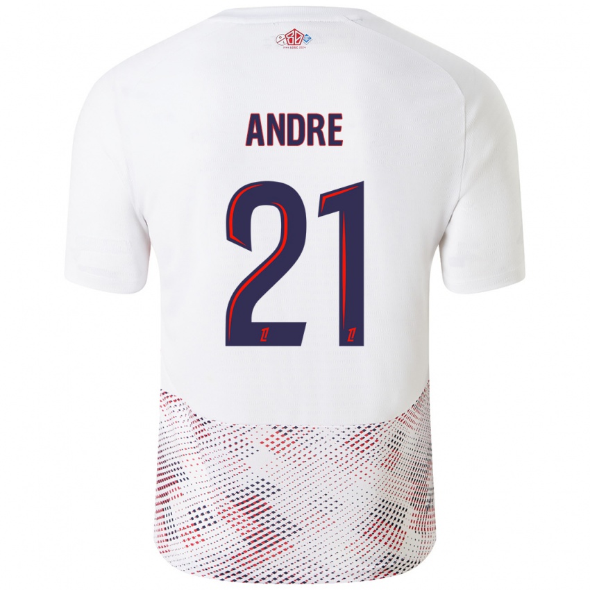 Uomo Maglia Benjamin Andre #21 Bianco Blu Reale Kit Gara Away 2024/25 Maglietta