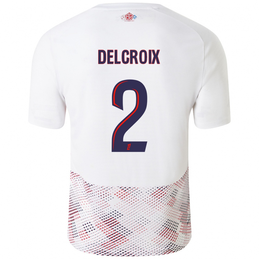 Uomo Maglia Céleste Delcroix #2 Bianco Blu Reale Kit Gara Away 2024/25 Maglietta