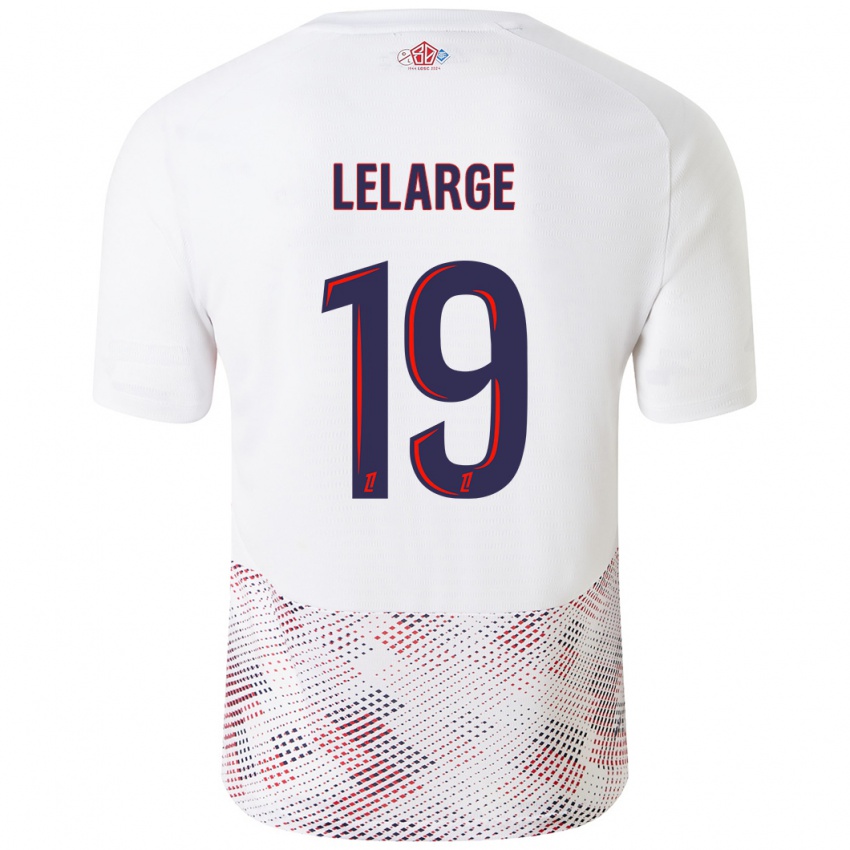 Uomo Maglia Claire Lelarge #19 Bianco Blu Reale Kit Gara Away 2024/25 Maglietta