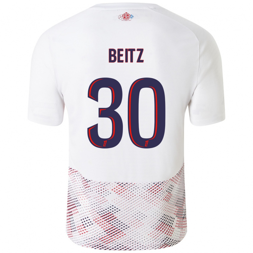 Uomo Maglia Taylor Beitz #30 Bianco Blu Reale Kit Gara Away 2024/25 Maglietta