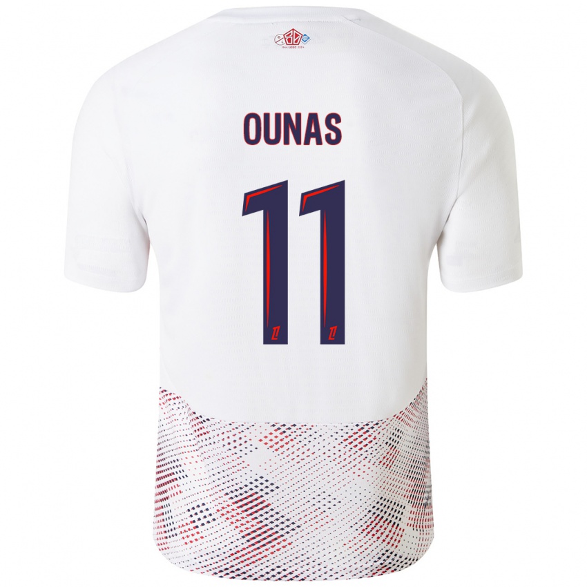 Uomo Maglia Adam Ounas #11 Bianco Blu Reale Kit Gara Away 2024/25 Maglietta