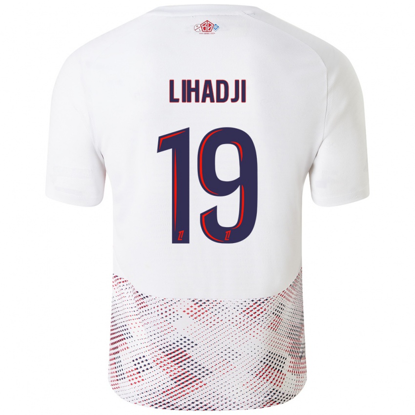 Uomo Maglia Isaac Lihadji #19 Bianco Blu Reale Kit Gara Away 2024/25 Maglietta