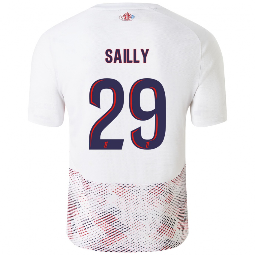 Uomo Maglia Charlotte Sailly #29 Bianco Blu Reale Kit Gara Away 2024/25 Maglietta