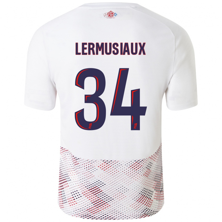 Uomo Maglia Chrystal Lermusiaux #34 Bianco Blu Reale Kit Gara Away 2024/25 Maglietta