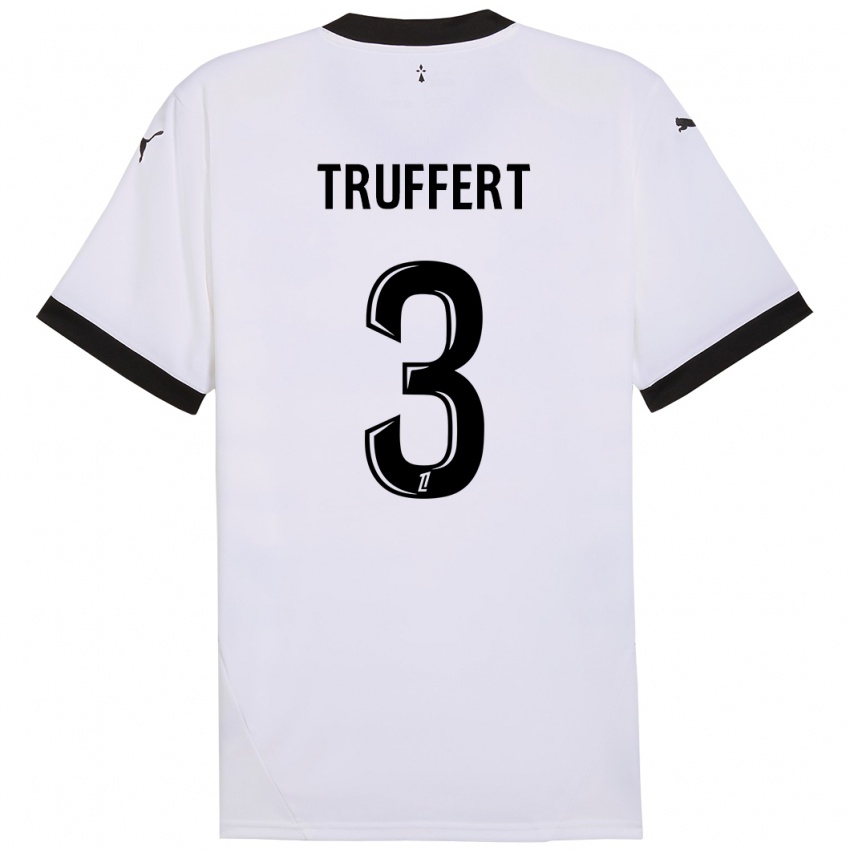 Uomo Maglia Adrien Truffert #3 Bianco Nero Kit Gara Away 2024/25 Maglietta