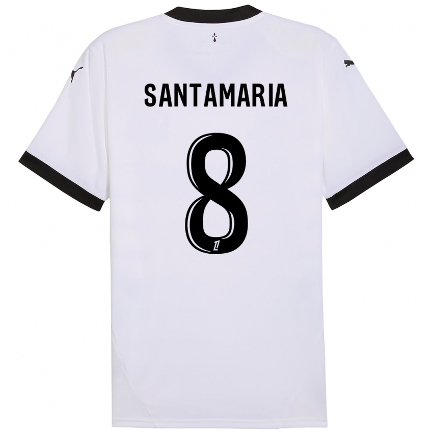 Uomo Maglia Baptiste Santamaria #8 Bianco Nero Kit Gara Away 2024/25 Maglietta