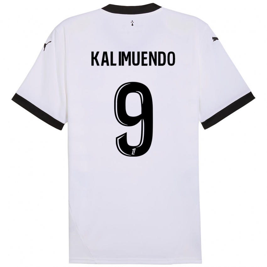 Uomo Maglia Arnaud Kalimuendo #9 Bianco Nero Kit Gara Away 2024/25 Maglietta