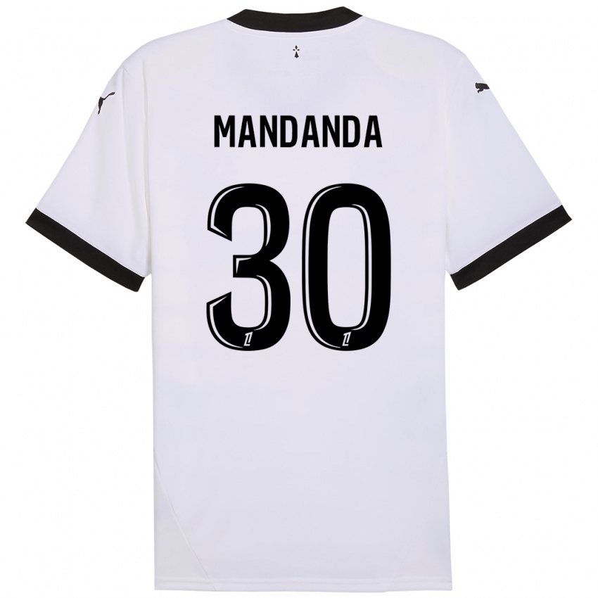 Uomo Maglia Steve Mandanda #30 Bianco Nero Kit Gara Away 2024/25 Maglietta