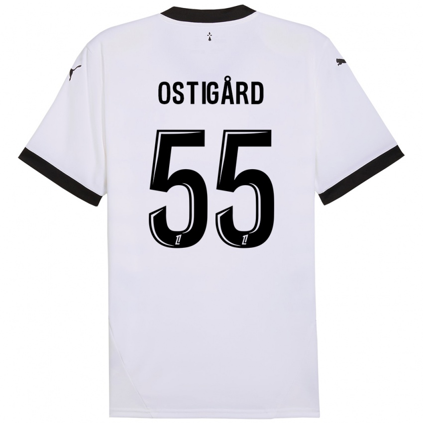 Uomo Maglia Leo Ostigard #55 Bianco Nero Kit Gara Away 2024/25 Maglietta