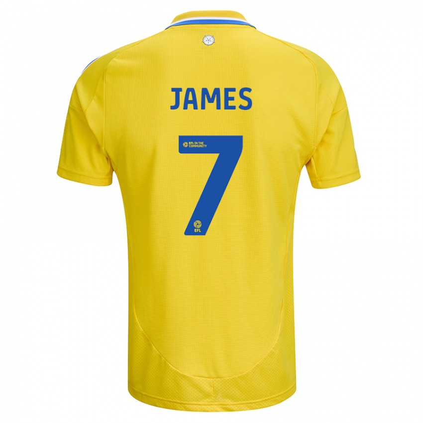 Uomo Maglia Daniel James #7 Giallo Blu Kit Gara Away 2024/25 Maglietta