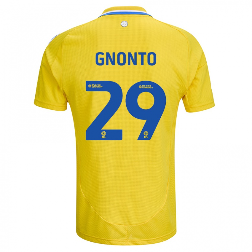 Uomo Maglia Wilfried Gnonto #29 Giallo Blu Kit Gara Away 2024/25 Maglietta