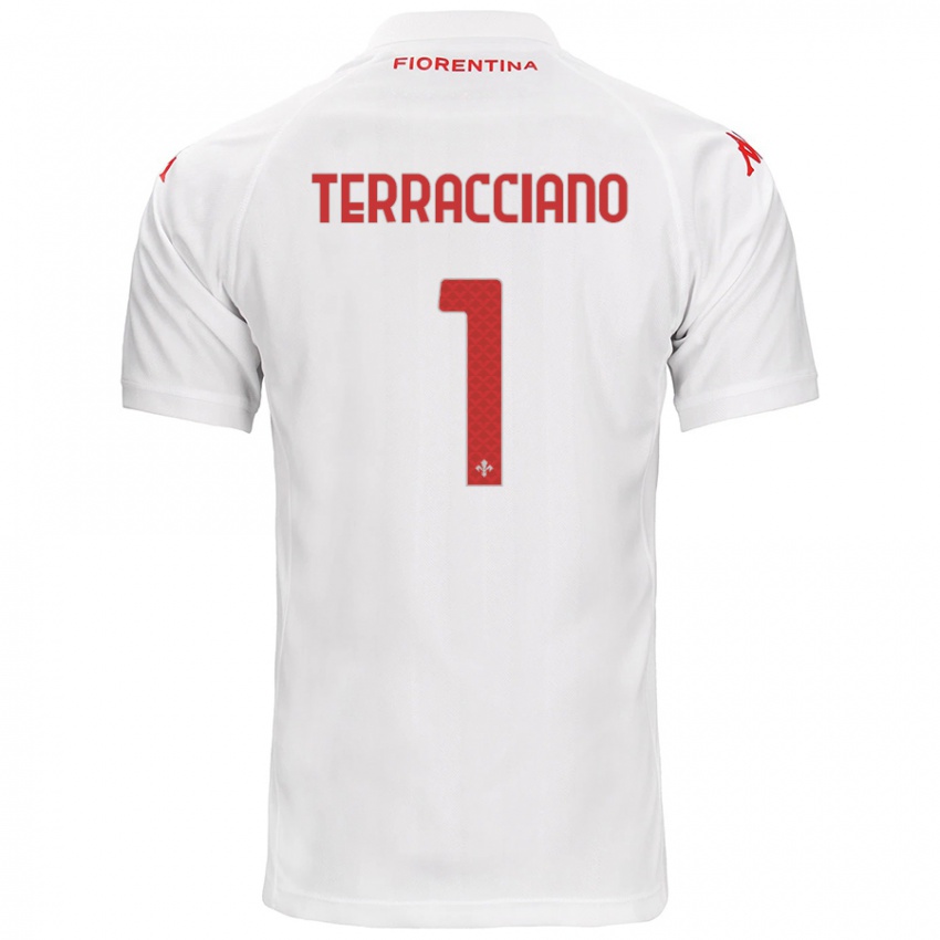 Uomo Maglia Pietro Terracciano #1 Bianco Kit Gara Away 2024/25 Maglietta