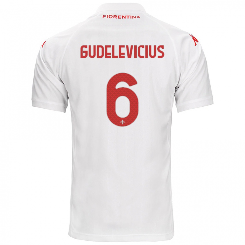 Uomo Maglia Ernestas Gudelevicius #6 Bianco Kit Gara Away 2024/25 Maglietta