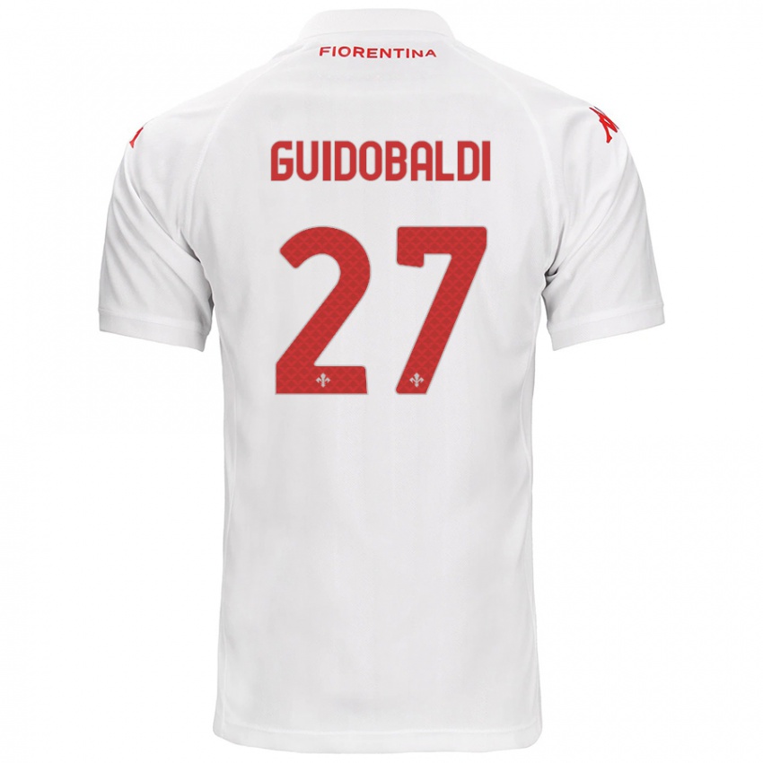 Uomo Maglia Filippo Guidobaldi #27 Bianco Kit Gara Away 2024/25 Maglietta