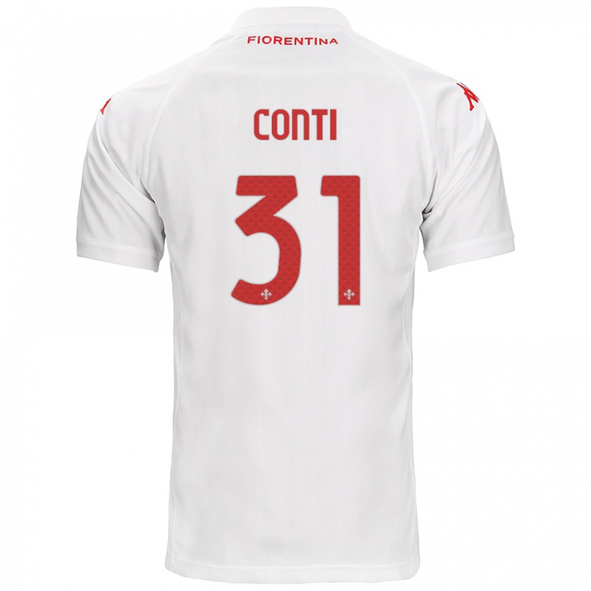 Uomo Maglia Gabriele Conti #31 Bianco Kit Gara Away 2024/25 Maglietta