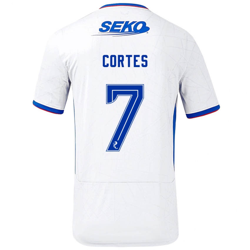 Uomo Maglia Óscar Cortés #7 Bianco Blu Kit Gara Away 2024/25 Maglietta