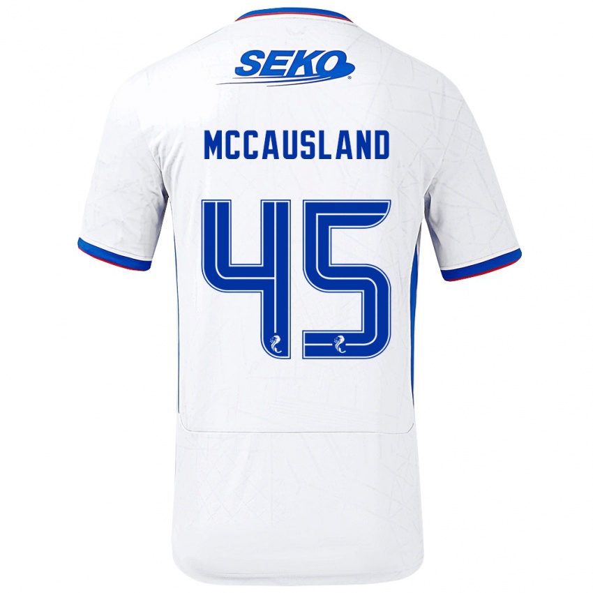 Uomo Maglia Ross Mccausland #45 Bianco Blu Kit Gara Away 2024/25 Maglietta