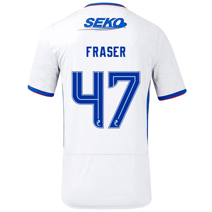 Uomo Maglia Robbie Fraser #47 Bianco Blu Kit Gara Away 2024/25 Maglietta