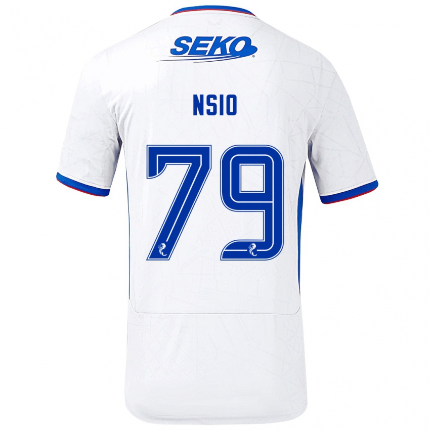 Uomo Maglia Paul Nsio #79 Bianco Blu Kit Gara Away 2024/25 Maglietta