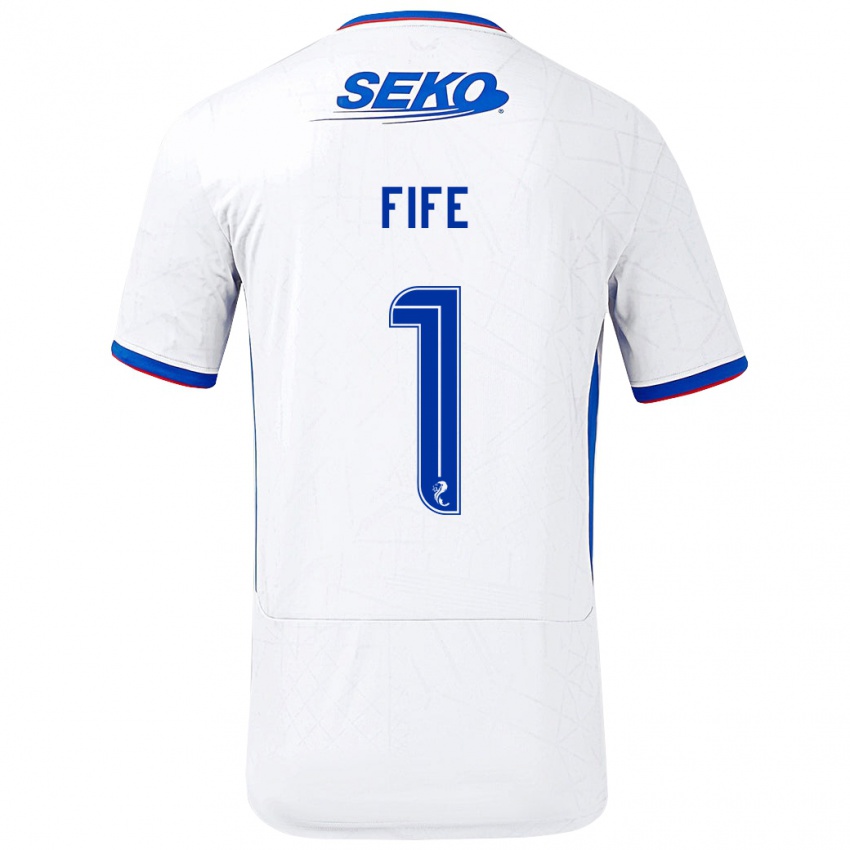 Uomo Maglia Jenna Fife #1 Bianco Blu Kit Gara Away 2024/25 Maglietta