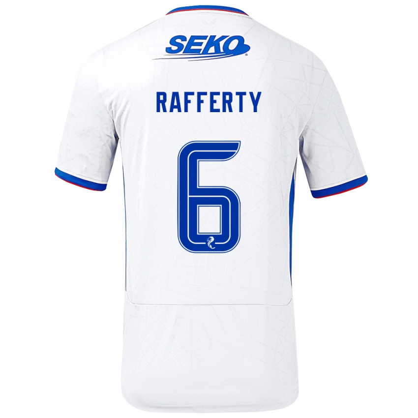 Uomo Maglia Laura Rafferty #6 Bianco Blu Kit Gara Away 2024/25 Maglietta