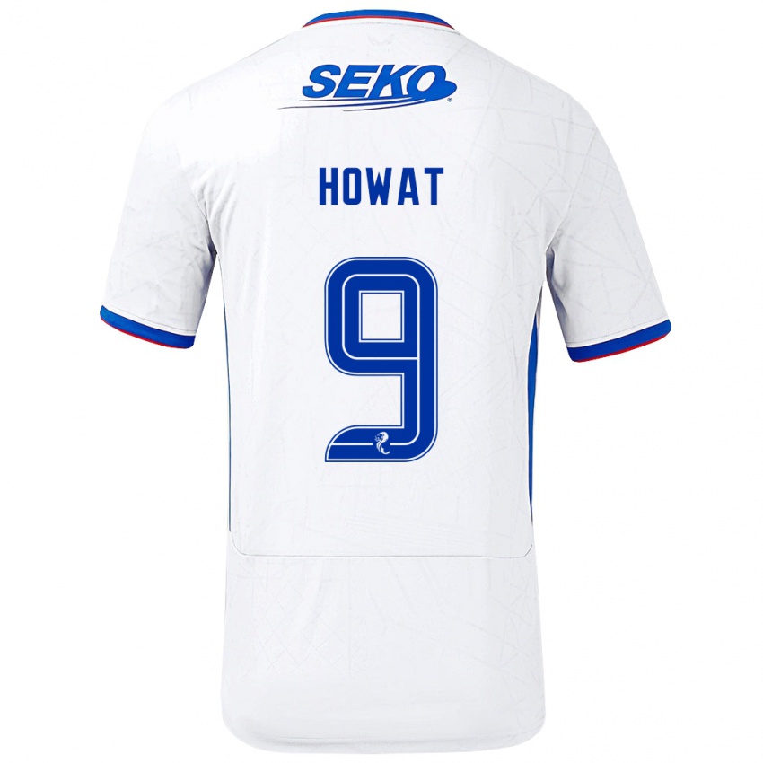 Uomo Maglia Kirsty Howat #9 Bianco Blu Kit Gara Away 2024/25 Maglietta