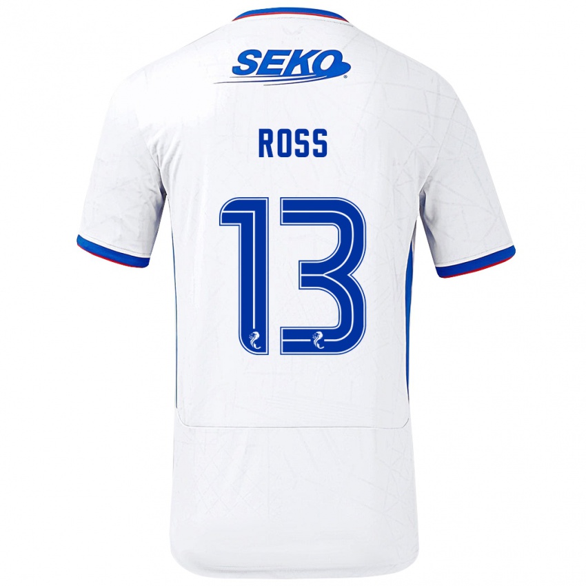 Uomo Maglia Jane Ross #13 Bianco Blu Kit Gara Away 2024/25 Maglietta