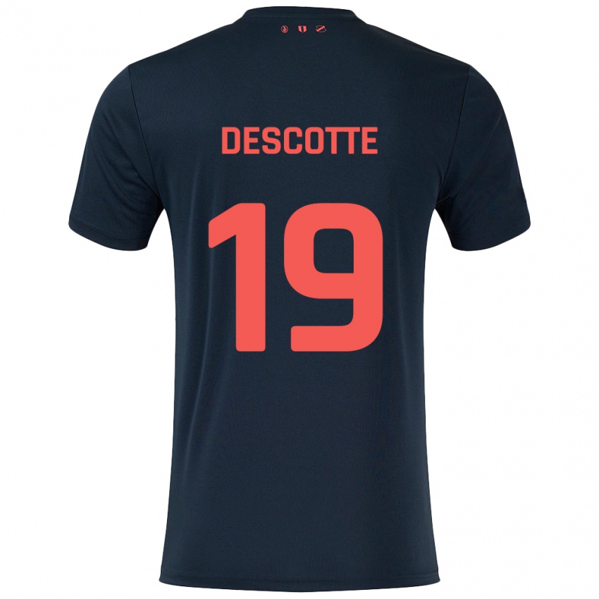 Uomo Maglia Anthony Descotte #19 Nero Rosso Kit Gara Away 2024/25 Maglietta