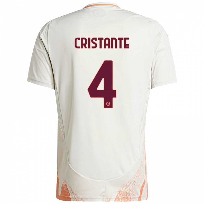 Uomo Maglia Bryan Cristante #4 Crema Bianco Arancione Kit Gara Away 2024/25 Maglietta