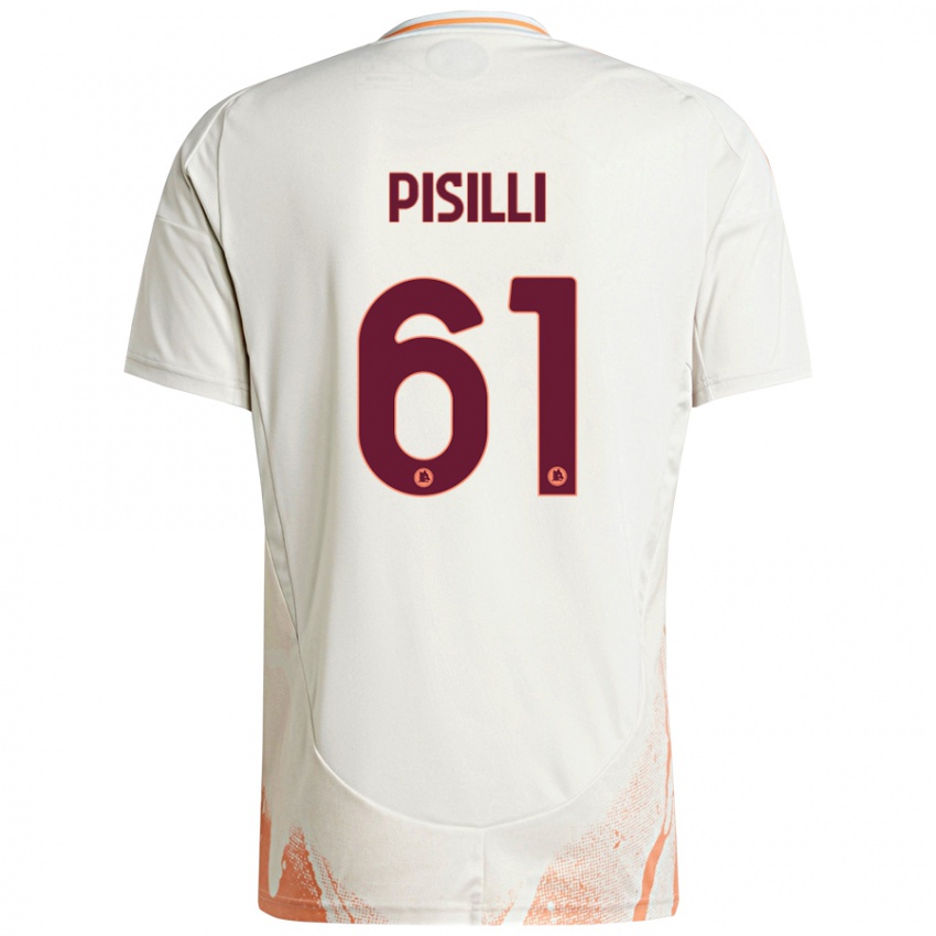 Uomo Maglia Niccolo Pisilli #61 Crema Bianco Arancione Kit Gara Away 2024/25 Maglietta