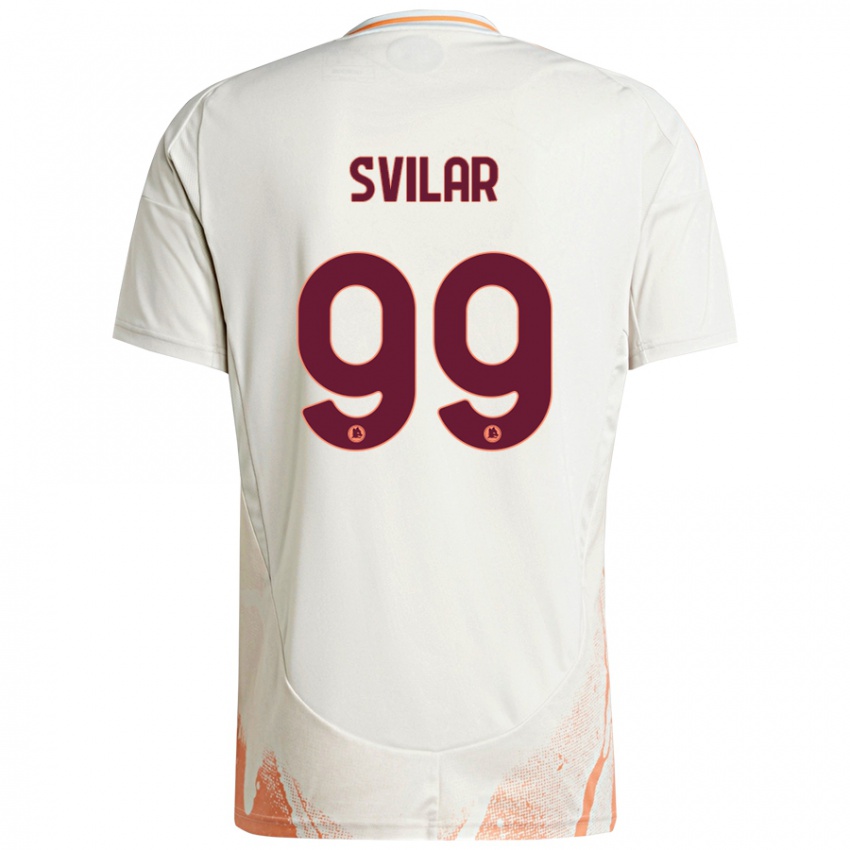 Uomo Maglia Mile Svilar #99 Crema Bianco Arancione Kit Gara Away 2024/25 Maglietta