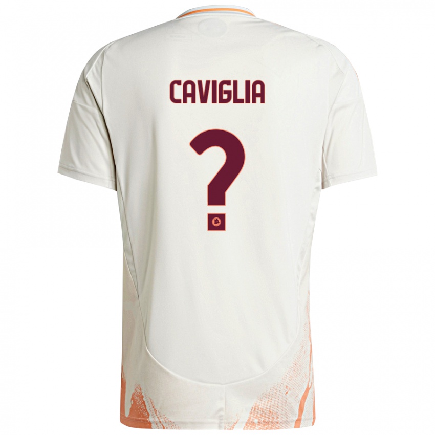 Uomo Maglia Manuel Caviglia #0 Crema Bianco Arancione Kit Gara Away 2024/25 Maglietta