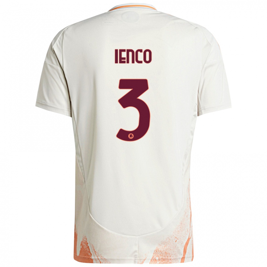 Uomo Maglia Simone Ienco #3 Crema Bianco Arancione Kit Gara Away 2024/25 Maglietta