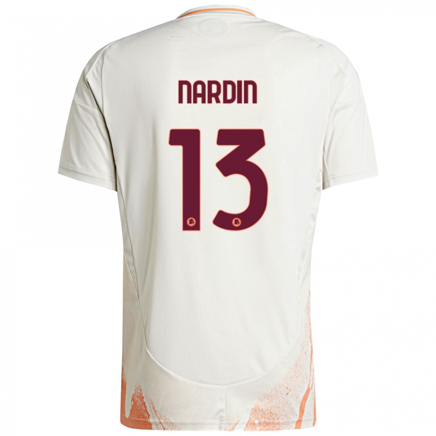 Uomo Maglia Federico Nardin #13 Crema Bianco Arancione Kit Gara Away 2024/25 Maglietta