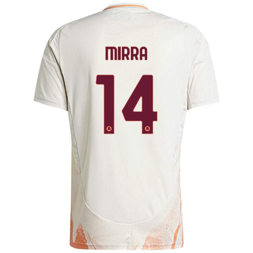 Uomo Maglia Jacopo Mirra #14 Crema Bianco Arancione Kit Gara Away 2024/25 Maglietta