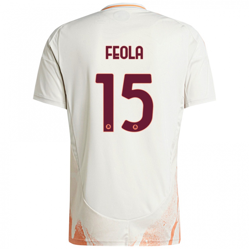 Uomo Maglia William Feola #15 Crema Bianco Arancione Kit Gara Away 2024/25 Maglietta