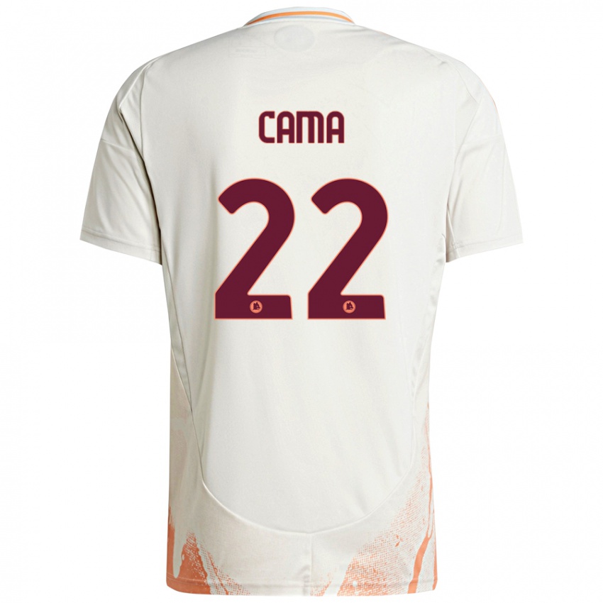 Uomo Maglia Cristian Cama #22 Crema Bianco Arancione Kit Gara Away 2024/25 Maglietta