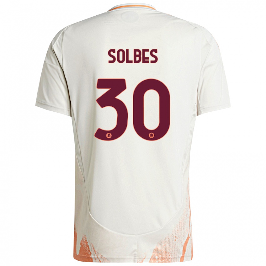 Uomo Maglia Ricardo Solbes #30 Crema Bianco Arancione Kit Gara Away 2024/25 Maglietta