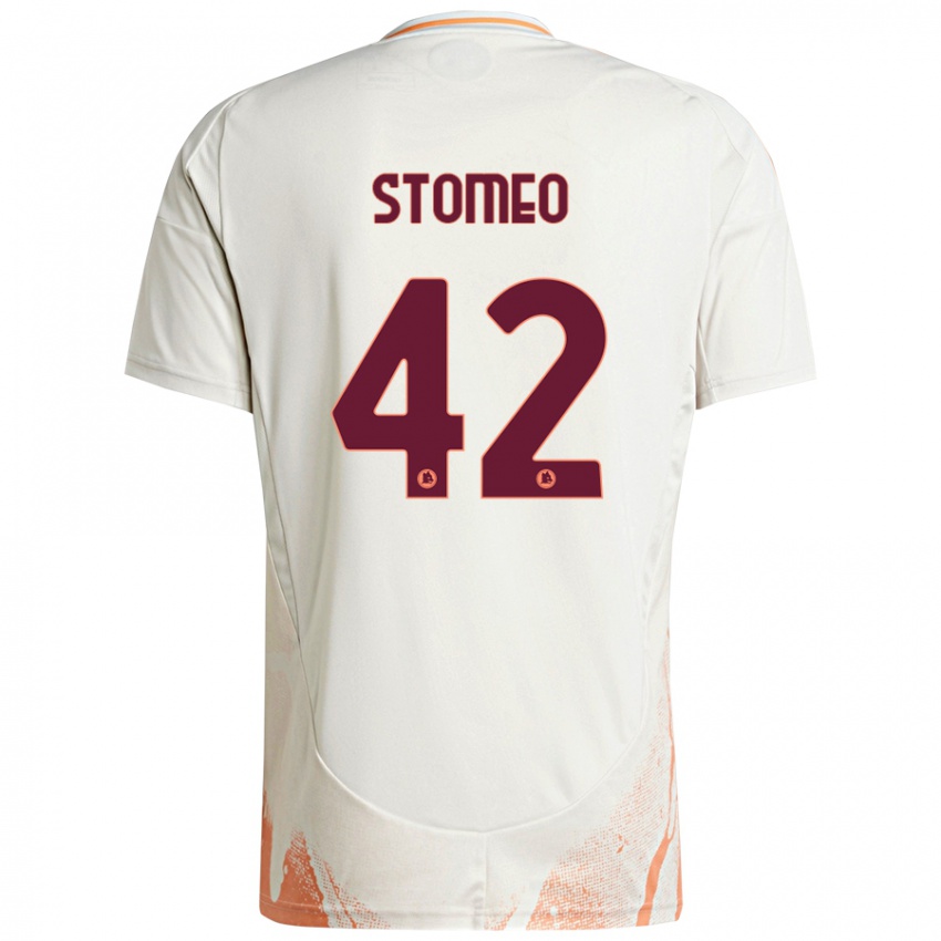 Uomo Maglia Giorgio Stomeo #42 Crema Bianco Arancione Kit Gara Away 2024/25 Maglietta