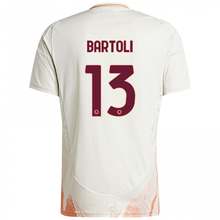 Uomo Maglia Elisa Bartoli #13 Crema Bianco Arancione Kit Gara Away 2024/25 Maglietta