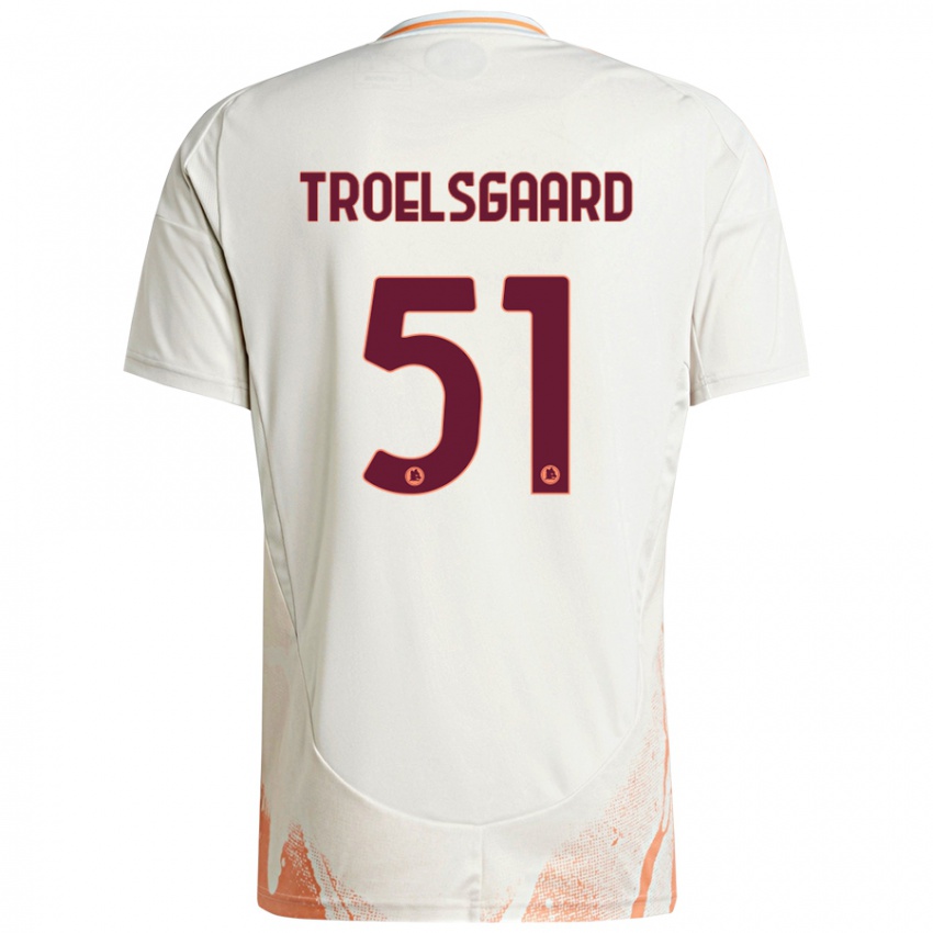 Uomo Maglia Sanne Troelsgaard #51 Crema Bianco Arancione Kit Gara Away 2024/25 Maglietta