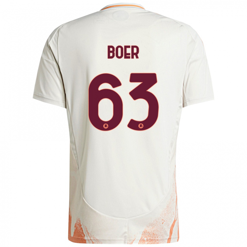 Uomo Maglia Pietro Boer #63 Crema Bianco Arancione Kit Gara Away 2024/25 Maglietta