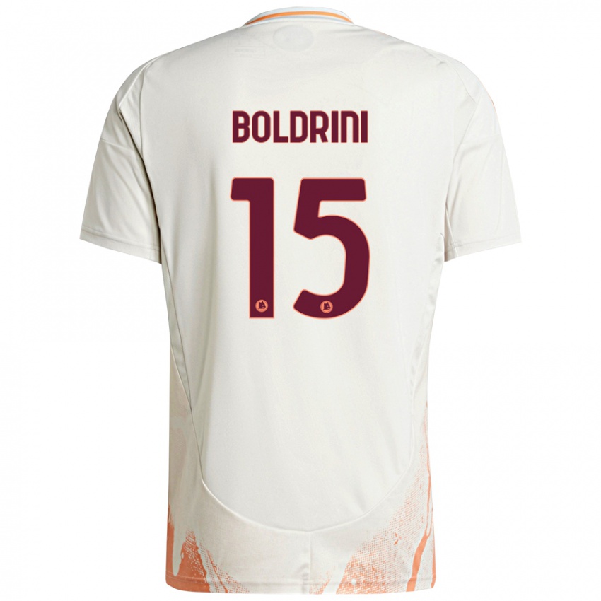 Uomo Maglia Mattia Boldrini #15 Crema Bianco Arancione Kit Gara Away 2024/25 Maglietta