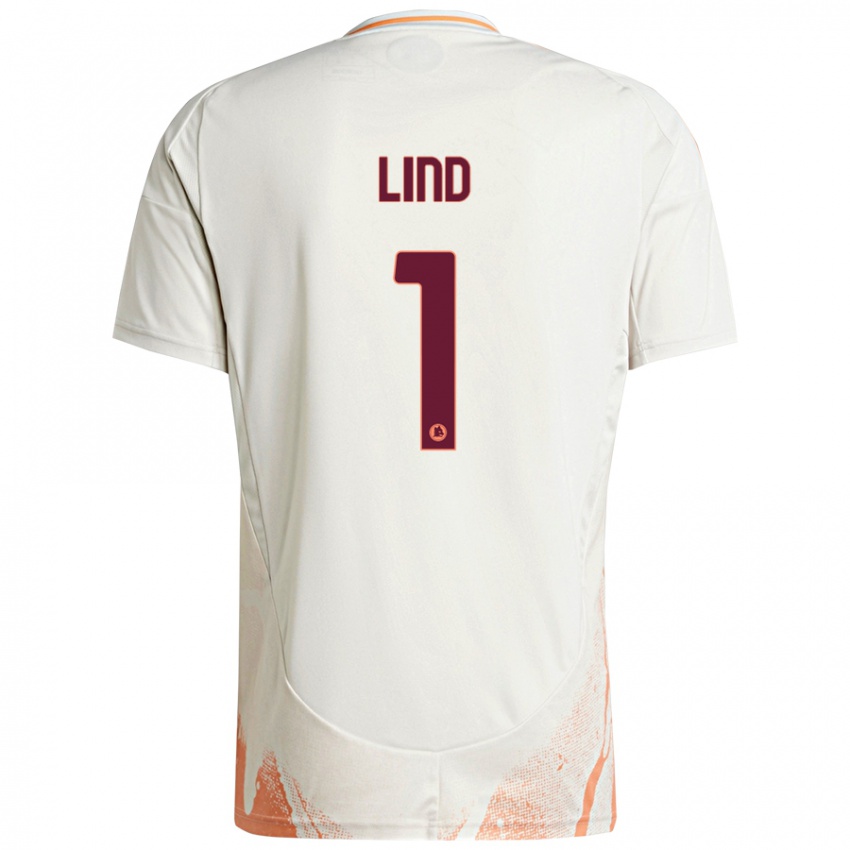 Uomo Maglia Emma Lind #1 Crema Bianco Arancione Kit Gara Away 2024/25 Maglietta