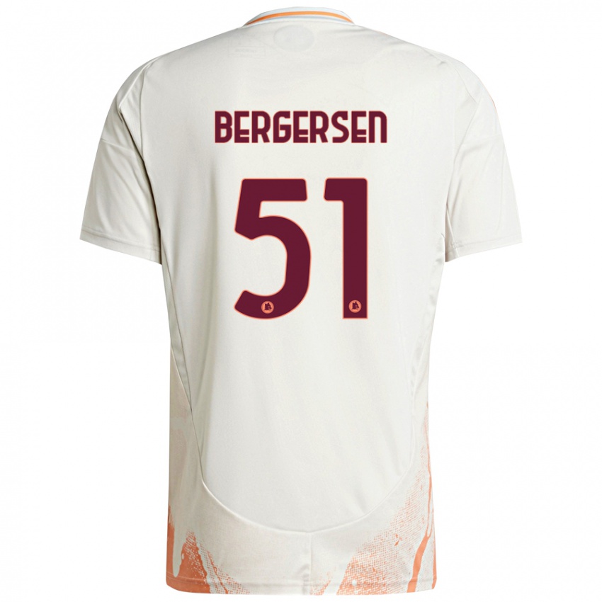 Uomo Maglia Mina Bergersen #51 Crema Bianco Arancione Kit Gara Away 2024/25 Maglietta