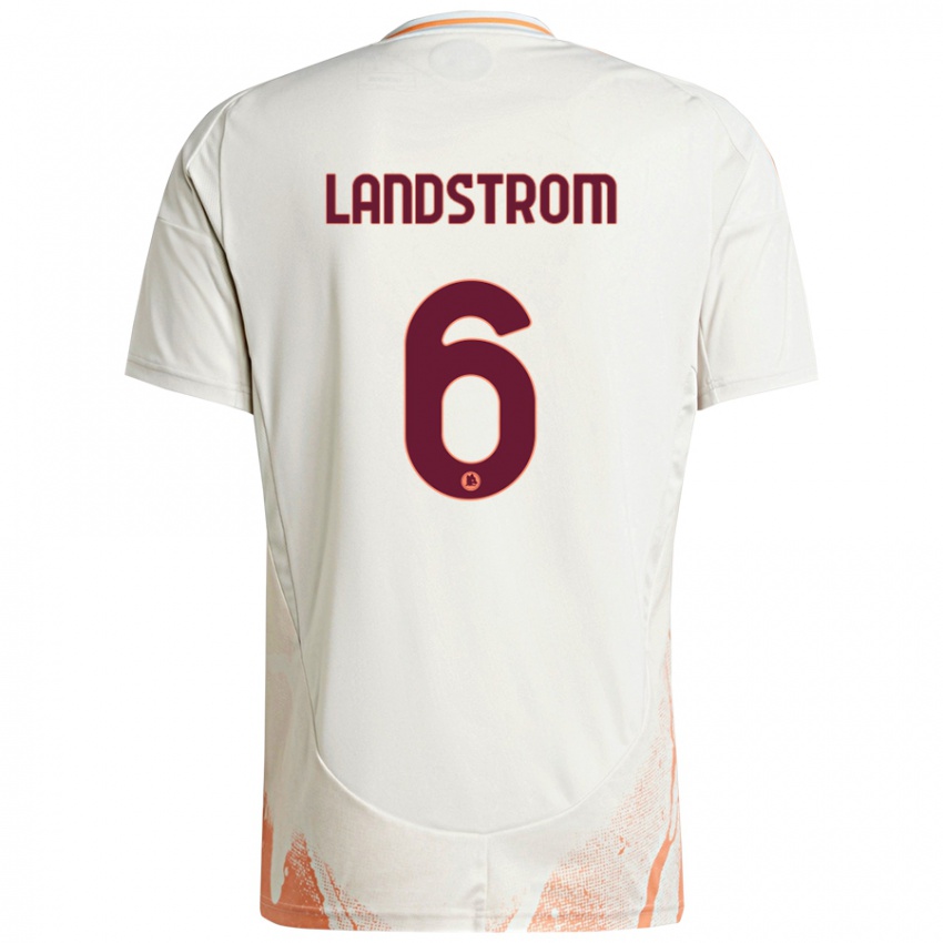 Uomo Maglia Elin Landstrom #6 Crema Bianco Arancione Kit Gara Away 2024/25 Maglietta