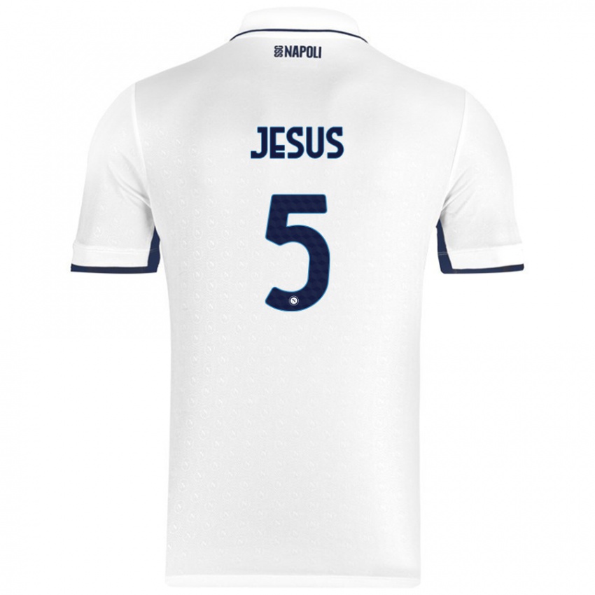 Uomo Maglia Juan Jesus #5 Bianco Blu Reale Kit Gara Away 2024/25 Maglietta