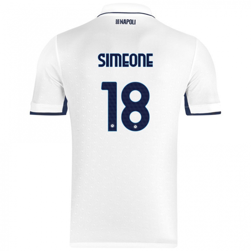 Uomo Maglia Giovanni Simeone #18 Bianco Blu Reale Kit Gara Away 2024/25 Maglietta