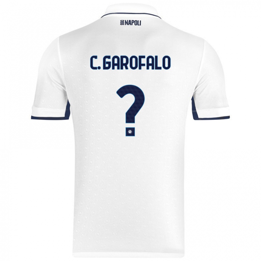 Uomo Maglia Christian Garofalo #0 Bianco Blu Reale Kit Gara Away 2024/25 Maglietta