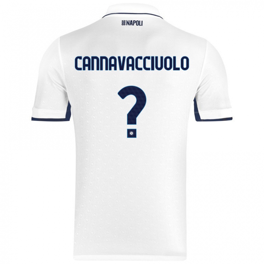 Uomo Maglia Luigi Pio Cannavacciuolo #0 Bianco Blu Reale Kit Gara Away 2024/25 Maglietta